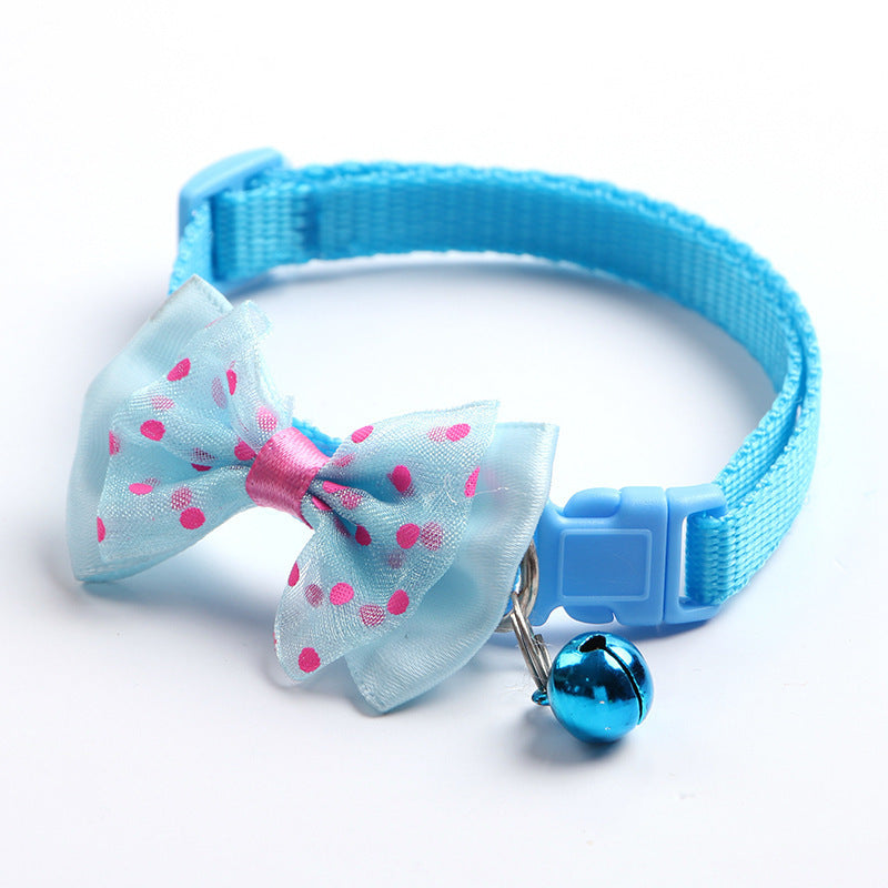 Adjustable bowknot cat bell nylon collar