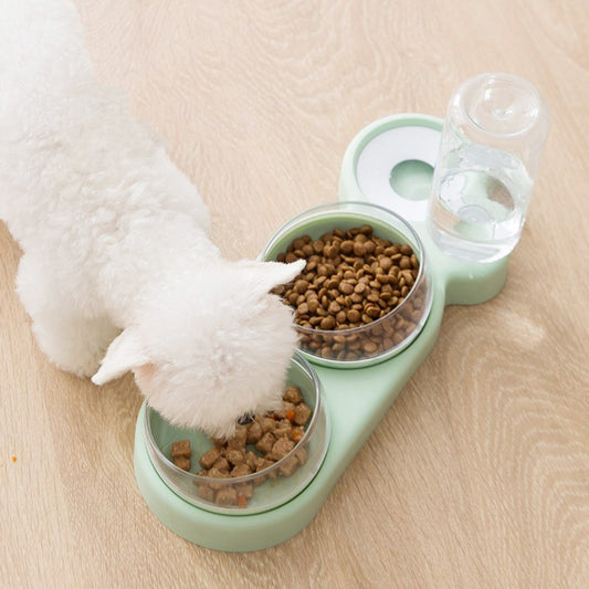 Double Bowl Automatic cat Bowl Feeder Cat Waterer