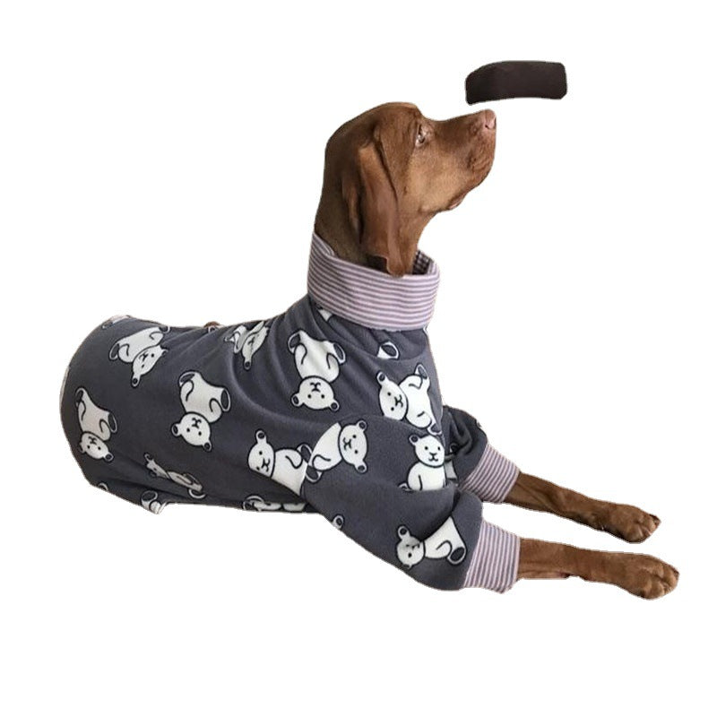 Dog Warm Clothes High Collar Printing Soft And Comfortable Pet Four-legged Clothing