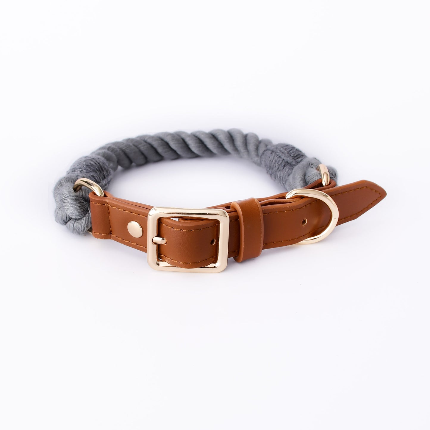 Cotton Rope Woven Leather Pet Leash Collar Se